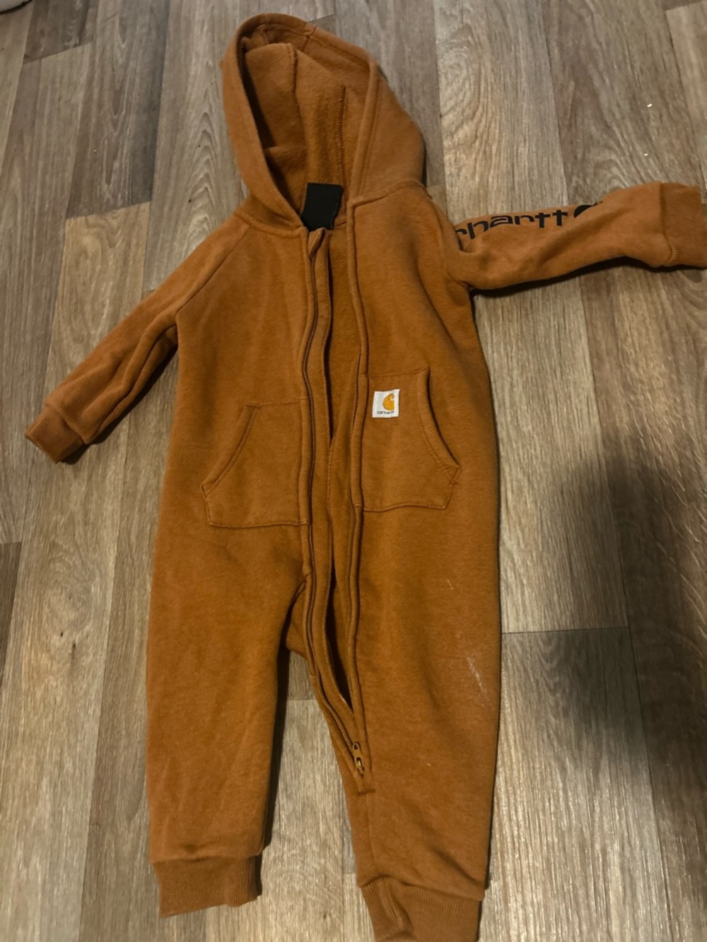 Carhartt Baby Brown Hooded One-Piece Fleece Coverall